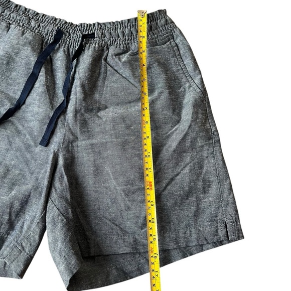 JACHS Girlfriend Cotton Linen Chambray Shorts M Blue Drawstring Pull-On Pockets - Picture 3 of 8